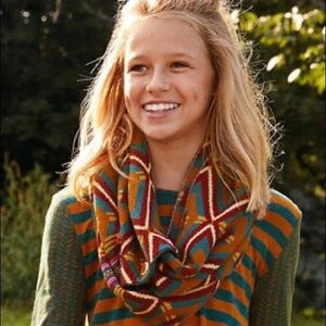 Matilda Jane 435 Fall Feels Teal Multi Geometric Infinity Scarf Size OS